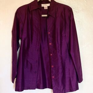 Ami Deep Purple 100% Silk Button Down Shirt